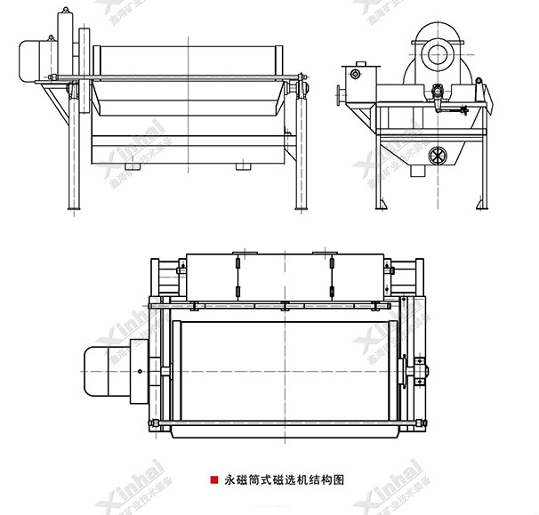 永磁筒式磁選機結(jié)構(gòu)原理圖