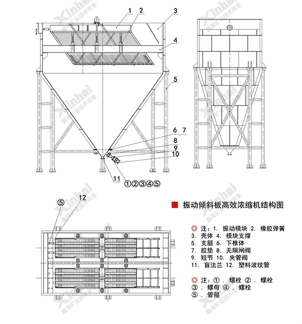 斜板式濃縮機結(jié)構(gòu)原理圖